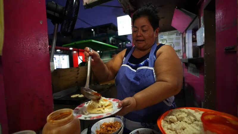 woman serving food